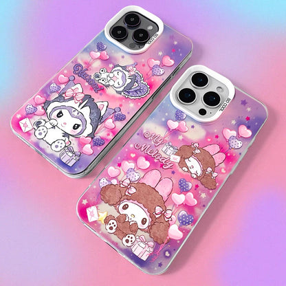 Japanese Cartoon Sanrio Cute Puppy Laser Case | My Melody Kuromi Styles - iPhone Case 11 12 13 14 15 16 16e 17 17e Pro Promax