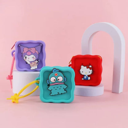 Japan Sanrio Silicone Mini DIY Square Purse Bag | Hello Kitty My Melody Kuromi Cinnamoroll Hangyodon  - Coin Bag Can put in Airpods EarPhone