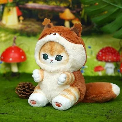 Japan Artist Mofusand Cat Neko Long Tail Animal | Beaver Raccoon Squirrel Red Panda- Mascot Plush Doll Mini Plush Doll Keychain