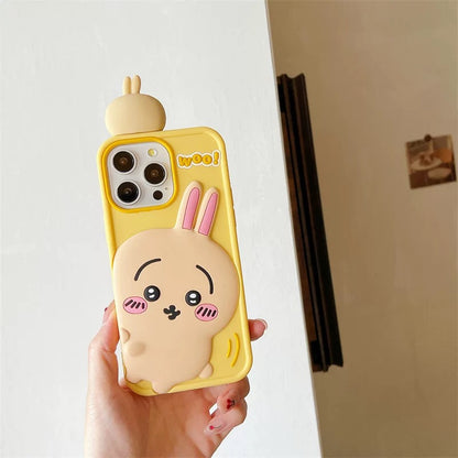 Japanese Cartoon ChiiKawa Look at you Silicone | Chiikawa Hachiware Usagi - iPhone Case 15 14 13 12 Pro ProMax