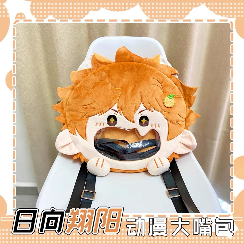 Japanese Anime Haikyu!! | Hinata Shoyo with Cat Ear Plush Cute Icon Itabag Backpack and Crossbody Bag - Cute Kawaii Item