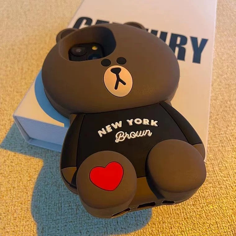 Line friends Big Brown Bear| New York Brown - iPhone Case iPhone XS XR X 11 12 13 14 15 Pro Promax