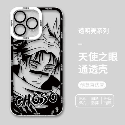 Japanese Anime Jujutsu Kaisen Black & White Drawing Style | Choso Geto Maki Kinji Nobara Hajime Hiromi - iPhone Case PLUS SE2 XS XR X 11 12 13 14 15 16 16e 17 17e Pro Promax 12mini 13mini