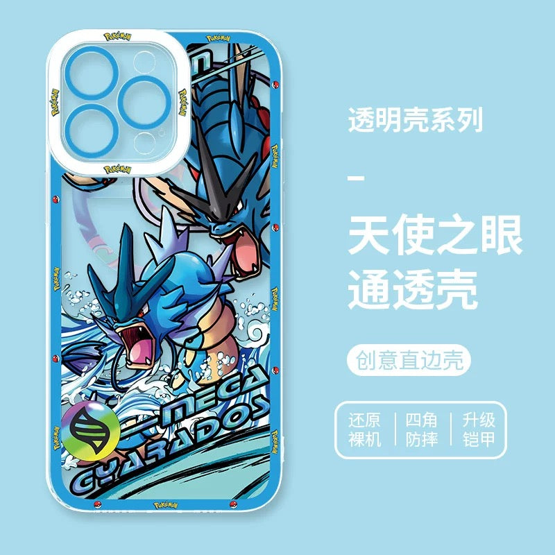 Japan Cartoon Pokemon Mega Evolution Anime | Tyranitar Gyarados Mewtwo Kyogre Gengar Groudon Aerodactyl Ash Greninja - iPhone Case PLUS SE2 XS XR X 11 12 13 14 15 16 16e 17 17e Pro Promax 12mini 13mini