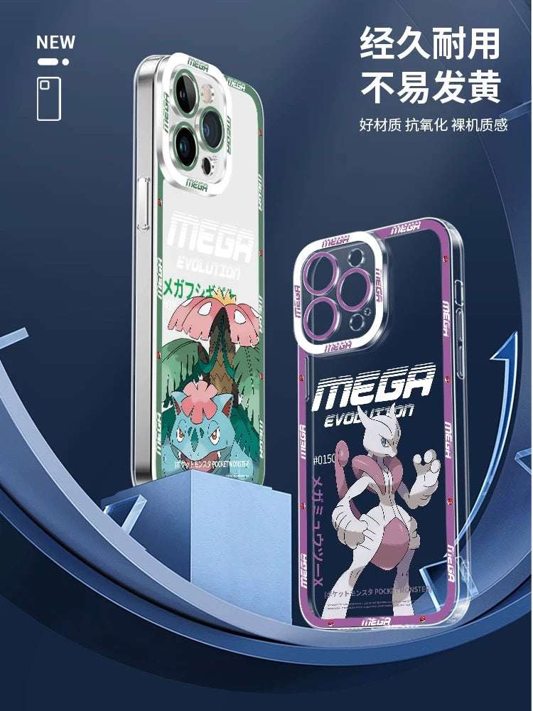 Japan Cartoon Pokemon Mega Evolution | Venusaur - iPhone Case 6 7 8 PLUS SE2 XS XR X 11 12 13 14 15 16 16e Pro Promax 12mini 13mini