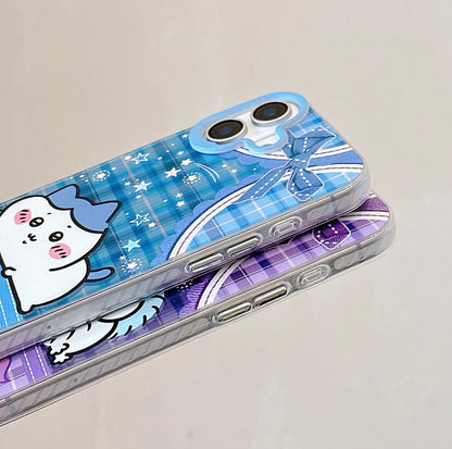 Japanese Cartoon ChiiKawa Go Round Laser Case | Merry Go Round with Chiikawa Hachiware Usagi - iPhone Case Plus SE2 11 12 13 14 15 16 16e 17 17e Pro Promax 12mini 13mini (副本)