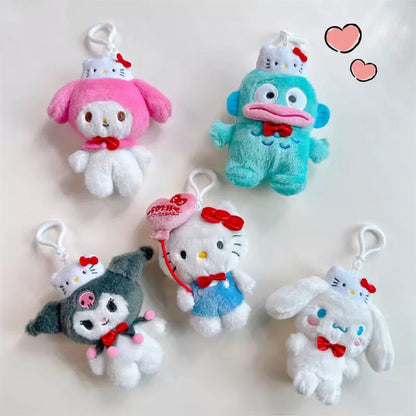 Japan Sanrio 50th Hello Kitty Keychain | Hello Kitty My Melody Kuromi Cinnamoroll Hangyodon - Mini Plush Doll 10cm Keychain