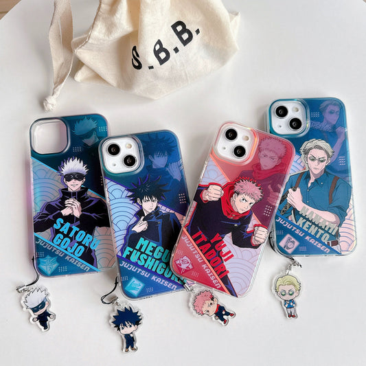 Japanese Anime Jujutsu Kaisen Phone Case with Strap | Satoru Yuji Megumi Nanami - iPhone Case 7 8 PLUS SE2 XS XR X 11 12 13 14 15 Pro Promax 12mini 13mini