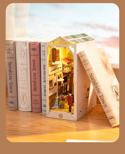 Craft Kits Wooden Booknook & Wonderland | Sunshine Town - DIY Handmade Mini World Miniature Gift with LED Light