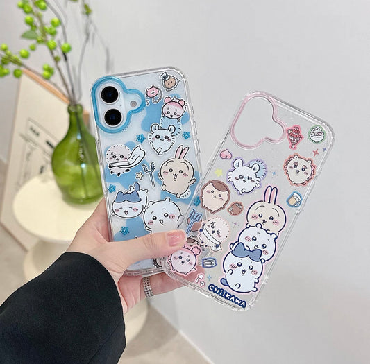 Japanese Cartoon ChiiKawa Gittler Colour Clear Case | Happy Group - iPhone Case Plus SE2 11 12 13 14 15 16 16e 17 17e Pro Promax 12mini 13mini