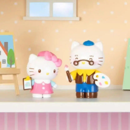 Hello Kitty Little Family Series Painting mini figure pair - opened box, sealed bag