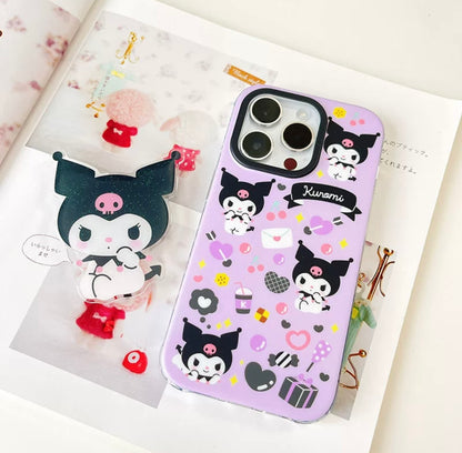 Japanese Cartoon Sanrio | Matt Colour Full Hello Kitty My Melody Kuromi Cinnamoroll Pompompurin Pochacco - iPhone Case 12 13 14 15 Pro Promax