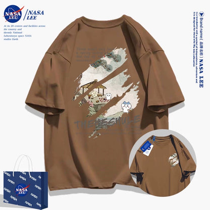 Japanese Cartoon ChiiKawa Casual Style T-Shirt Series | Chiikawa Hachiware Usagi Japanese Picnic Front & Back - Kawaii Fashion Items