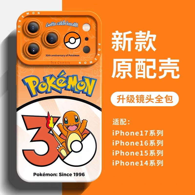 Japanese Cartoon Pokemon Silicone Case Pokemon 30 Anniversary Version Part1 | Bulbasaur Charmander Squirtle Pikachu Psyduck Ditto Slowpoke Gastly 8 Styles - iPhone Case PLUS SE2 XS XR X 11 12 13 14 15 16 16e 17 17e Pro Promax 12mini 13mini