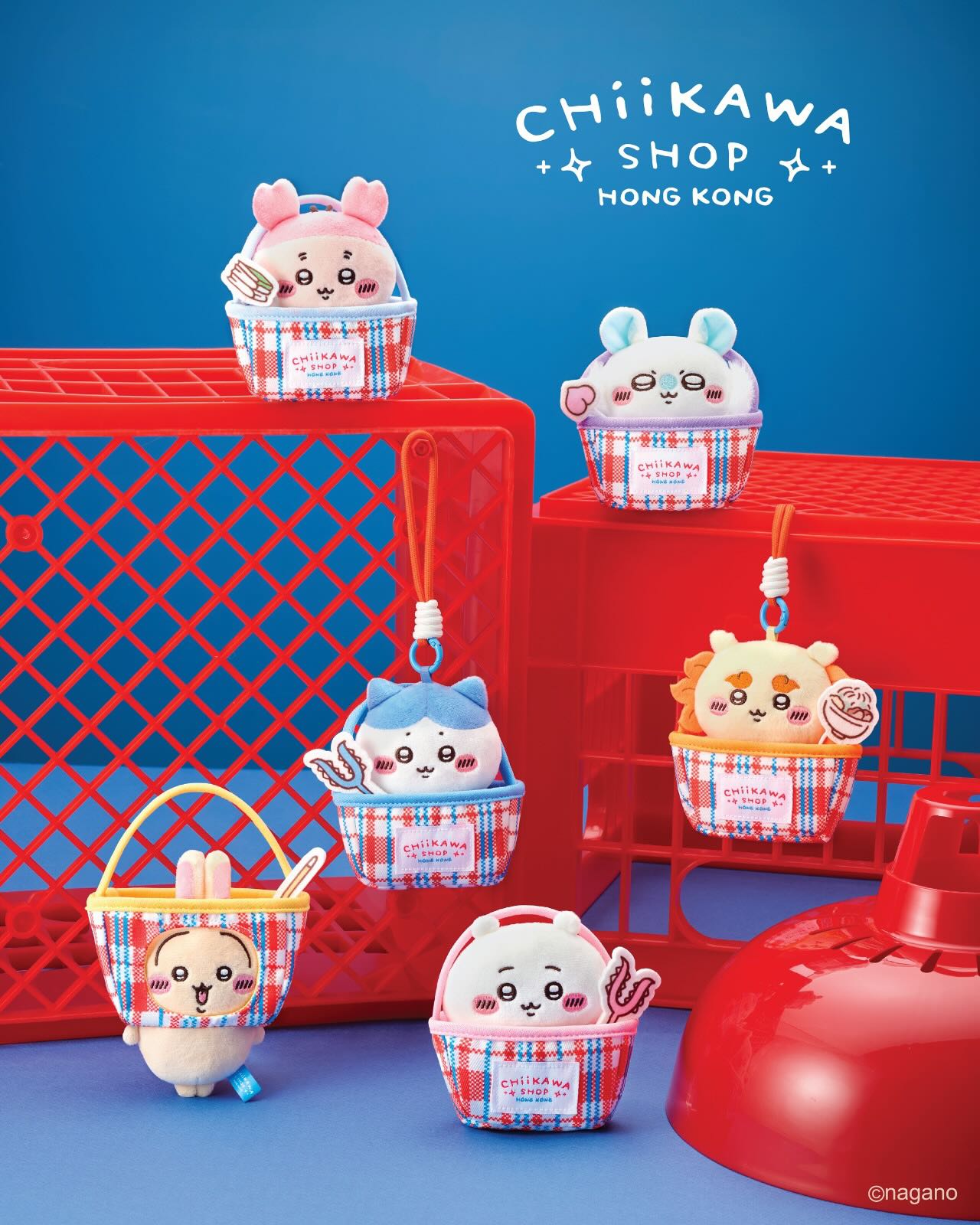 ChiiKawa Red-White-Blue Bag Limited Series | ChiiKawa Hachiware Usagi Momonga Shisa Crab in Bag Cute Plush Doll Keychain - Kawaii items Room Decoration Doll