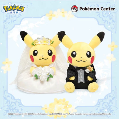 Japan Cartoon Pokemon Center Garden Wedding Version | Male Pikachu & Female Pikachu - Mascot Plush Doll Kawaii Decoration Wedding Gift