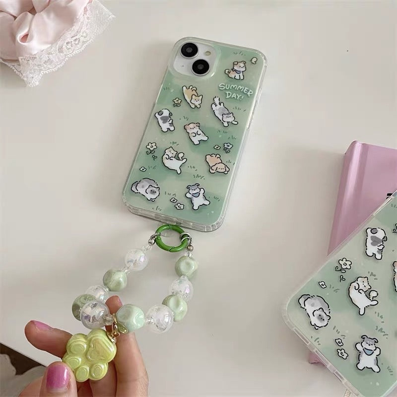 Lovely Puppy with Grass iPhone Case 11 12 13 14 Pro Promax