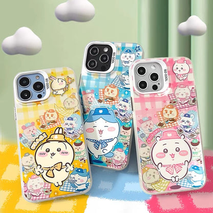 Japanese Cartoon ChiiKawa Picnic Times Laser Case | ChiiKawa Hachiware Usagi - iPhone Case 11 12 13 14 15 16 16e 17 17e Pro Promax