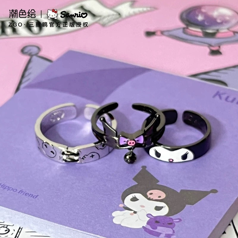 Sanrio x ZGO | Kuromi Couple Ring Girl & Boy Size 3 Style | Kawaii Accessories Ring with Ring Box