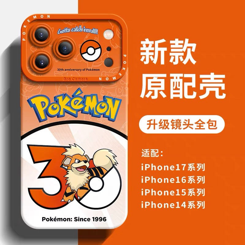 Japanese Cartoon Pokemon Silicone Case Pokemon 30 Anniversary Version Part2 | Dratini Horsea Poliwag Caterpie Growlithe Vulpix Cubone Eevee 8 Styles - iPhone Case PLUS SE2 XS XR X 11 12 13 14 15 16 16e 17 17e Pro Promax 12mini 13mini