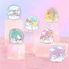 ChiiKawa X Miniso X Sanrio Series | ChiiKawa Hachiware Usagi Momonga Kurimanju Playing with Kitty My Melody Cinnamoroll Pompompurin Liquid Quicksand Acrylic Badge - Kawaii Items Room Decoration