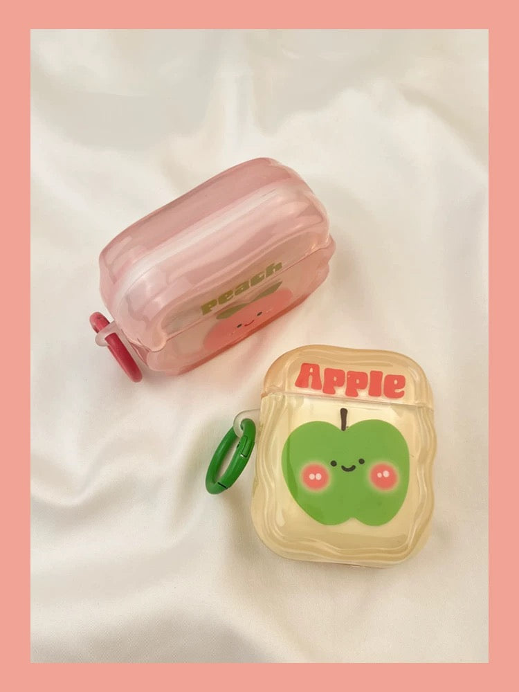 Japanese Cartoon Fun Colourful Fruits Strawberry Cherry GreenApple Peach - AirPods AirPodsPro AirPods3 Case Green Yellow Pink