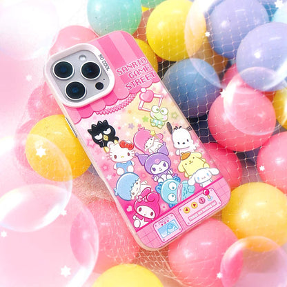 Japanese Cartoon Sanrio Game Street Laser Case | Clip Doll Machine - iPhone Case 11 12 13 14 15 16 16e 17 17e Pro Promax