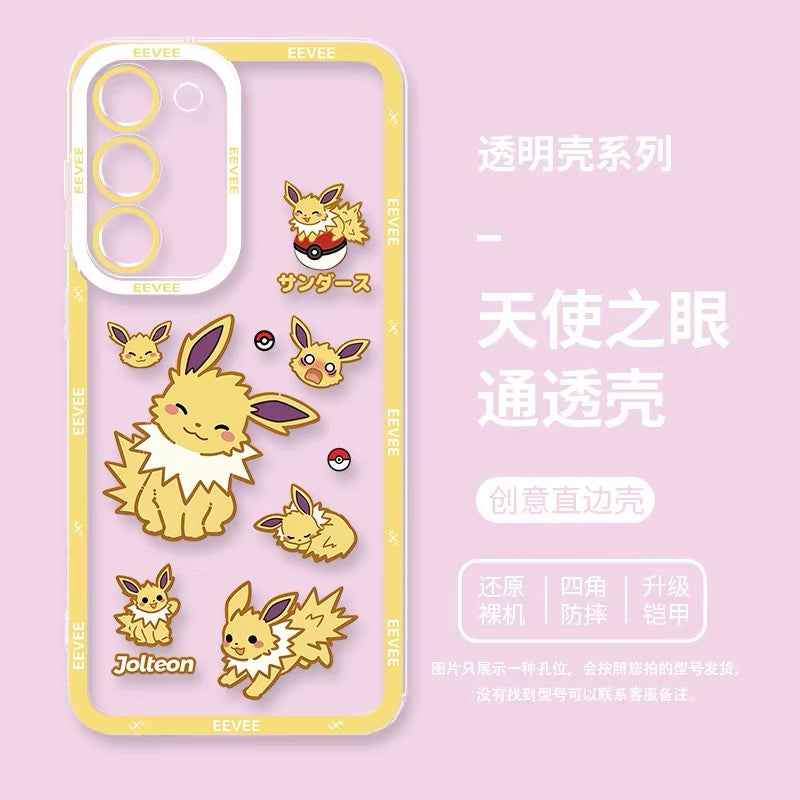 Japanese Cartoon Pokemon Case Eevee Evolution Cute Emo Version | Eevee Vaporeon Jolteon Flareon Espeon Umbreon Leafeon Glaceon Sylveon 9 Styles  - Phone Case Samsung Galaxy S26 S25 S24 S23 S22 S21 FE Ultra Edge