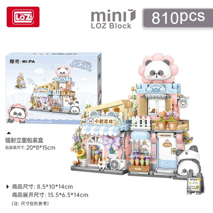 Loz Mr Pa Panda | Taiyaki Snack Food Shop & Flower Shop - Building Mini Blocks Lovely Kawaii Toy Collections