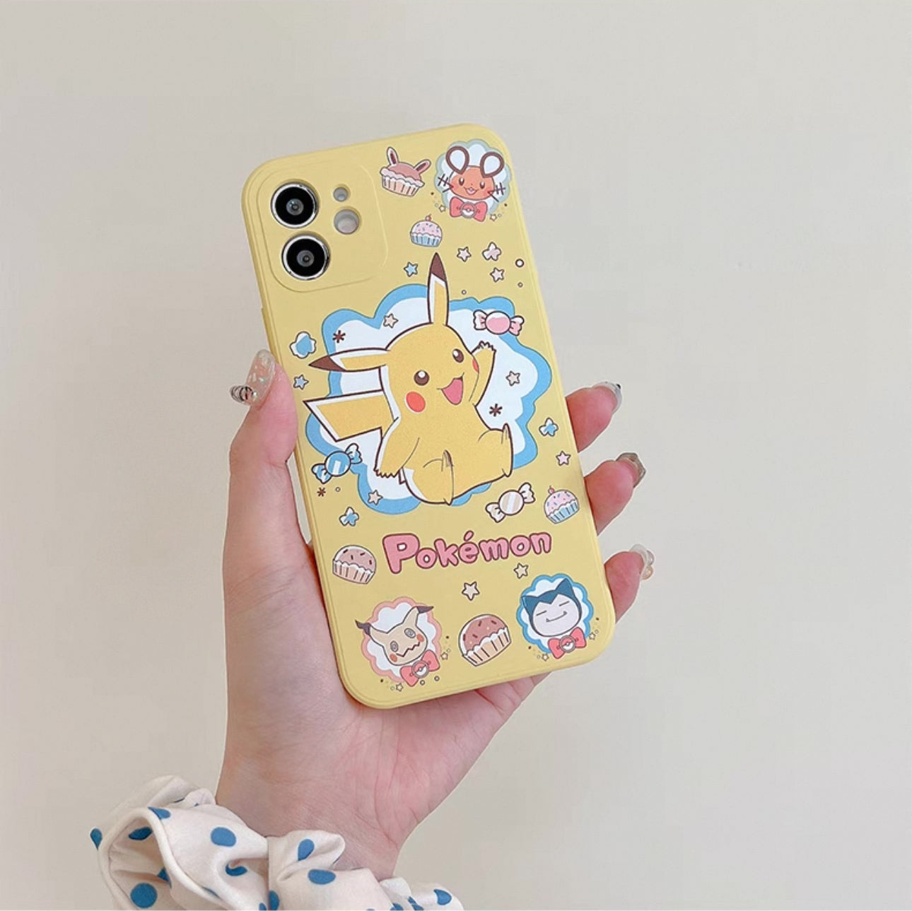 Japanese Cartoon Pokemon Hand Drawing Version | Pikachu Eevee Colour Case - iPhone Case 7 8 PLUS SE2 XS XR X 11 12 13 14 15 16 Pro Promax 12mini 13mini KawaiiGiftLand
