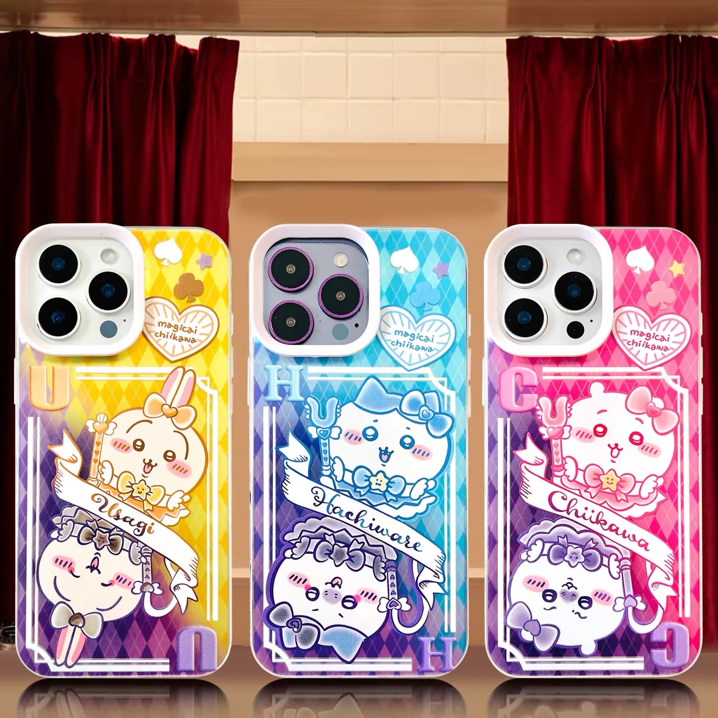 Japanese Cartoon ChiiKawa Dark & Magical Girl Laser Case | ChiiKawa Hachiware Usagi Momonga - iPhone Case 11 12 13 14 15 16 16e 17 17e Pro Promax