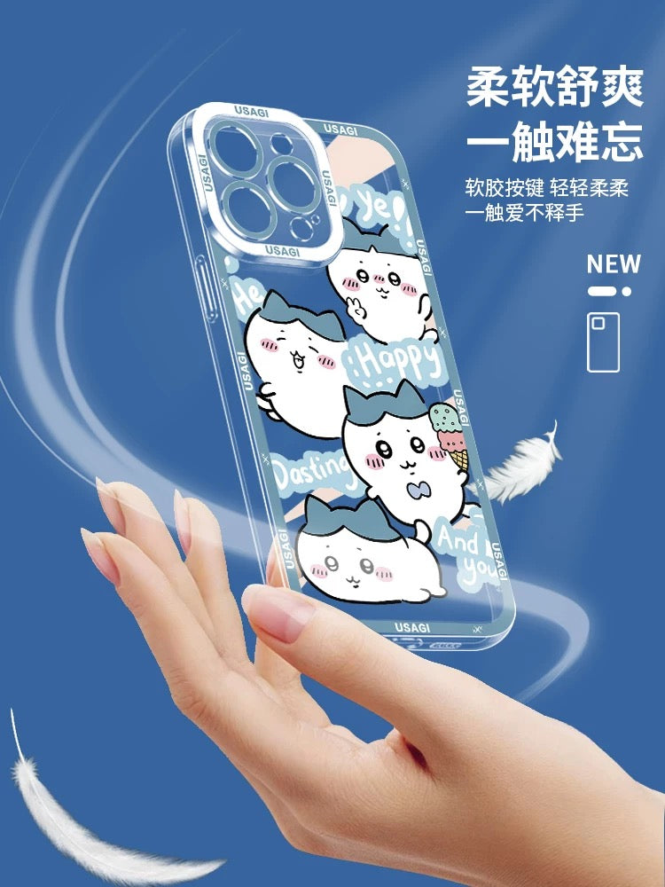 Japanese Cartoon Chiikawa Happy Enjoy Day Version | Chiikawa Hachiware Usagi Momonga Kurimanju - iPhone Case PLUS SE2 XS XR X 11 12 13 14 15 16 16e 17 17e Pro Promax 12mini 13mini