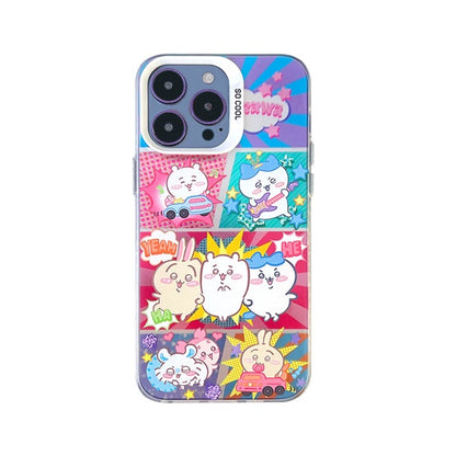 Japanese Cartoon ChiiKawa | Laser Comic Chiikawa Hachiware Usagi Momonga - iPhone Case 11 12 13 14 15 16 Pro Promax