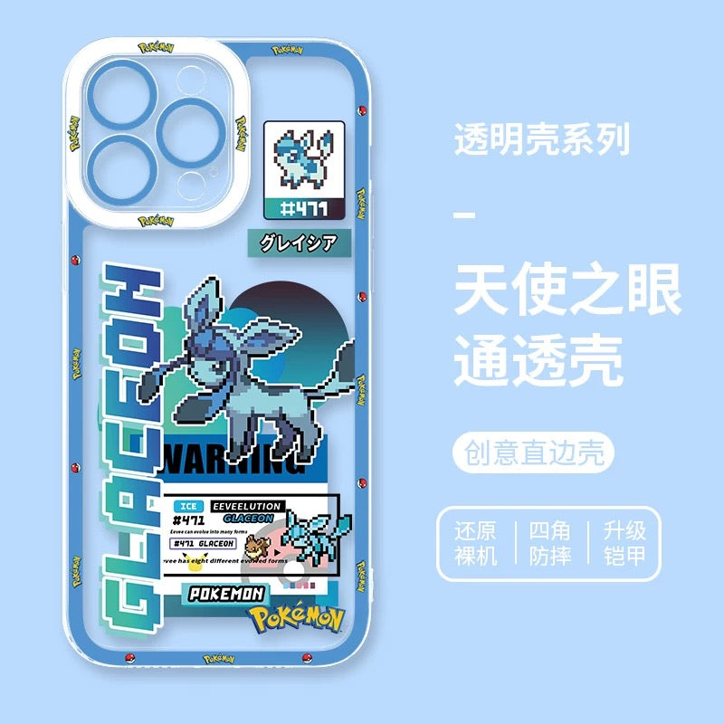 Japan Cartoon Pokemon Game Pixel Evolution Evolve Version | Eevee Vaporeon Jolteon Flareon Espeon Umbreon Leafeon Glaceon Sylveon - iPhone Case PLUS SE2 XS XR X 11 12 13 14 15 16 16e 17 17e Pro Promax 12mini 13mini