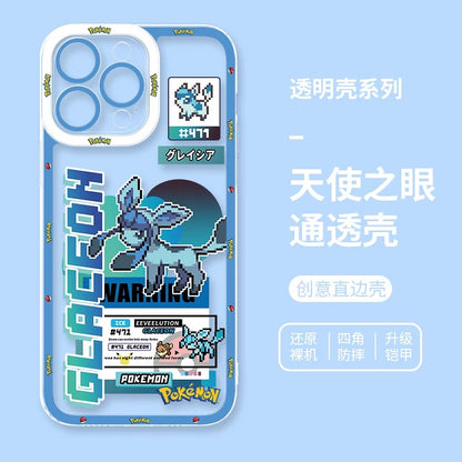 Japan Cartoon Pokemon Game Pixel Evolution Evolve Version | Eevee Vaporeon Jolteon Flareon Espeon Umbreon Leafeon Glaceon Sylveon - iPhone Case PLUS SE2 XS XR X 11 12 13 14 15 16 16e 17 17e Pro Promax 12mini 13mini