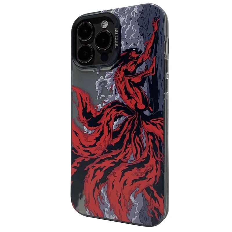 Japanese Anime Naruto Ninja | Clean Black Case Kurama Nine Tails - iPhone Case 7 8 PLUS XS XR X 11 12 13 14 15 16 Pro Promax SE3 SE2 mini