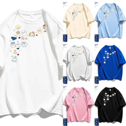 Japanese Cartoon ChiiKawa Casual Style T-Shirt Series | Chiikawa Hachiware Usagi Momonga Kurimanju Shisa Fun Drawing Style - Kawaii Fashion Items