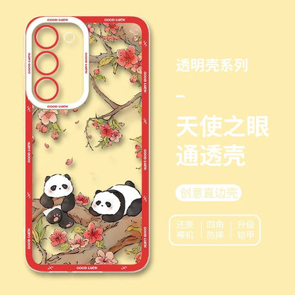 Cute Animal Panda | Chinese Ink Painting Red Version - Phone Case Samsung Galaxy S26 S25 S24 S23 S22 S21 FE Ultra Edge