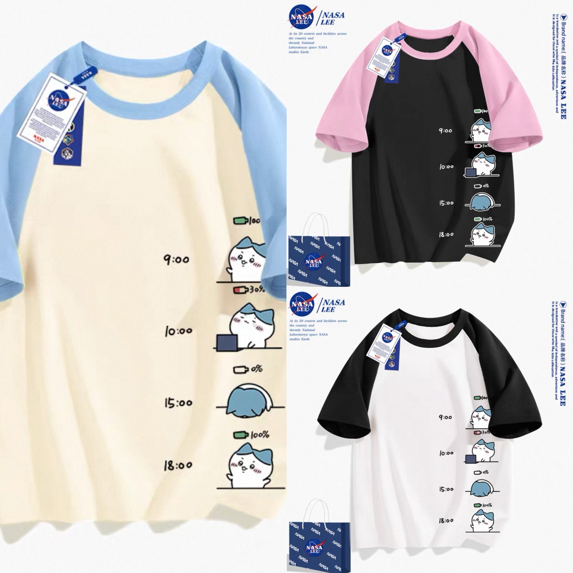 Japanese Cartoon ChiiKawa Casual Style T-Shirt Series | Hachiware Working Time 2 - Kawaii Fashion Items