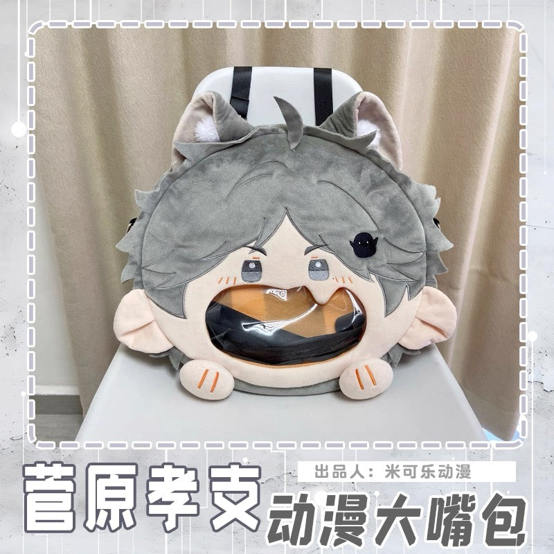 Japanese Anime Haikyu!! | Sugawara Koushi with Cat Ear Plush Cute Icon Itabag Backpack and Crossbody Bag - Cute Kawaii Item