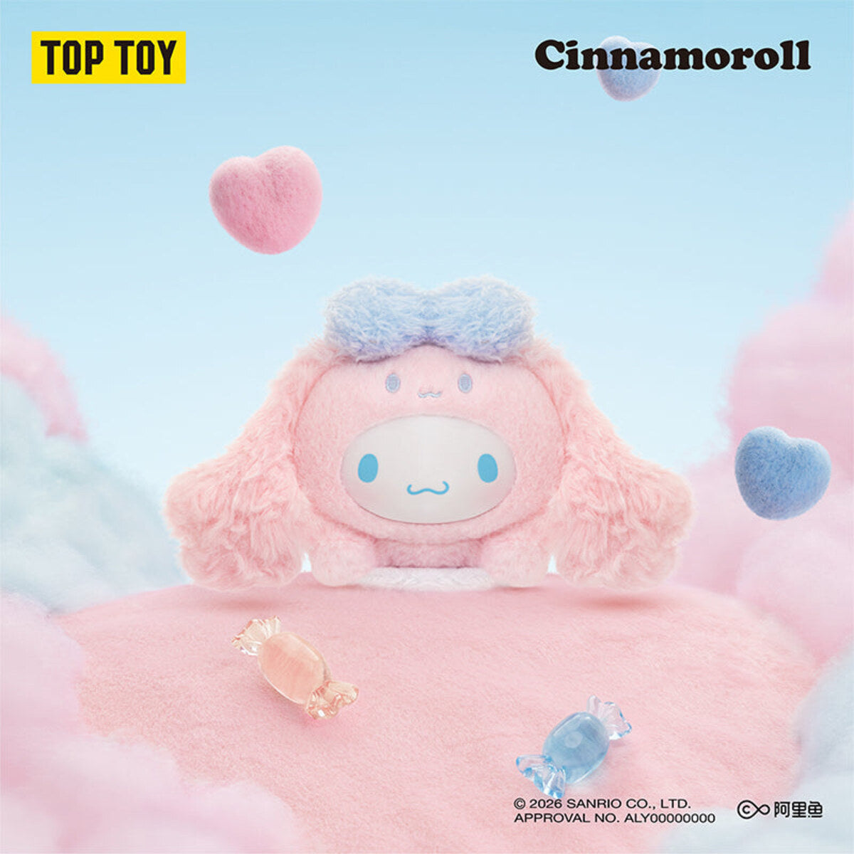 TOPTOY Sanrio Sweet Whispers Stickers Series Cinnamoroll plush charm - Cinnamoroll in a pink fluffy hood