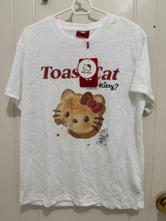 韓国ファッション かわいい漫画風 Tシャツシリーズ | トースト猫 ハローキティ - カワイイファッションアイテム
