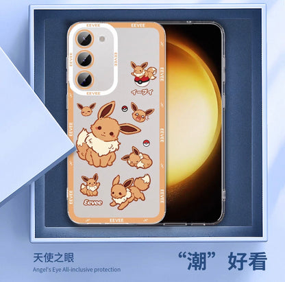 Japanese Cartoon Pokemon Case Eevee Evolution Cute Emo Version | Eevee Vaporeon Jolteon Flareon Espeon Umbreon Leafeon Glaceon Sylveon 9 Styles  - Phone Case Samsung Galaxy S26 S25 S24 S23 S22 S21 FE Ultra Edge