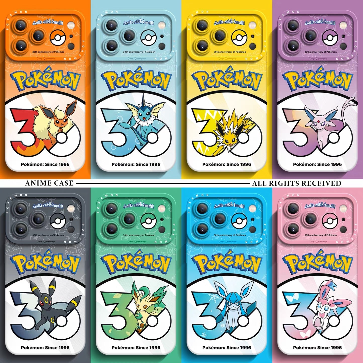 Japanese Cartoon Pokemon Silicone Case Pokemon 30 Anniversary Version Part18 | Eevee Evolution Flareon Vaporeon Jolteon Espeon Umbreon Leafeon Glaceon Sylveon 8 Styles - Phone Case Samsung Galaxy S26 S25 S24 S23 FE Ultra Edge