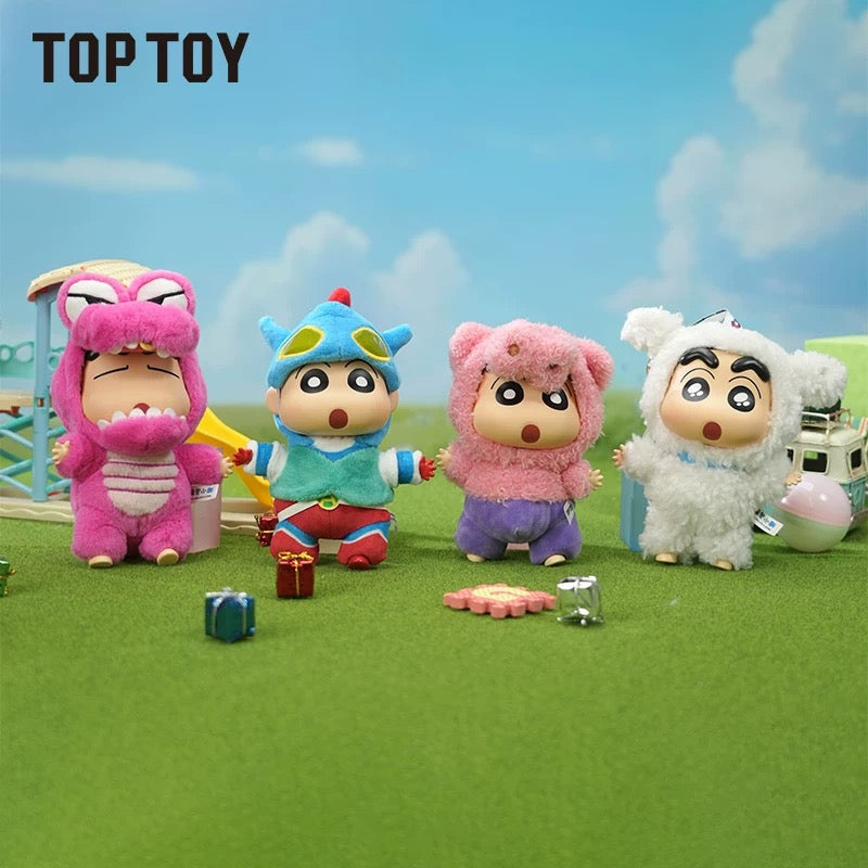 TopToy X Crayon Shin-chan Cosplay Party Part 1 Series Limited | ChocoBi Shiro Action Kamen Buriburi Elephant - Vinyl Face Plush Doll Figure Keychain Collectable Toys Mystery Blind Box