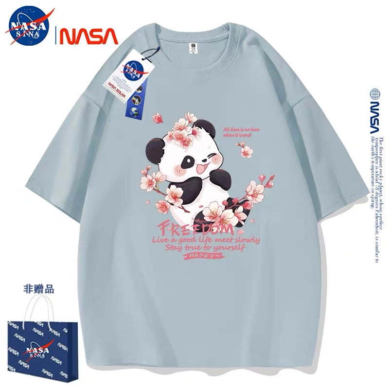 Cute Animals Panda Style T-Shirt Series | Smile Panda with Flower Part2 - Kawaii Fashion Items for Child & Adult