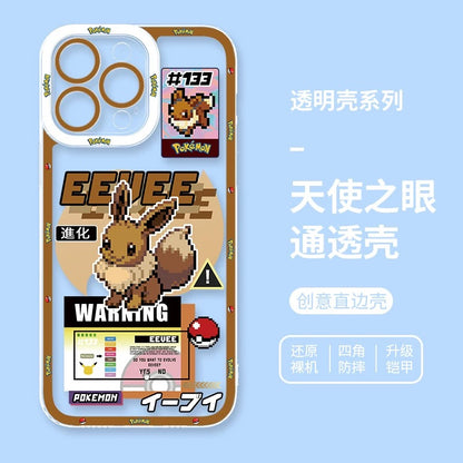 Japan Cartoon Pokemon Game Pixel Evolution Evolve Version | Eevee Vaporeon Jolteon Flareon Espeon Umbreon Leafeon Glaceon Sylveon - iPhone Case PLUS SE2 XS XR X 11 12 13 14 15 16 16e 17 17e Pro Promax 12mini 13mini