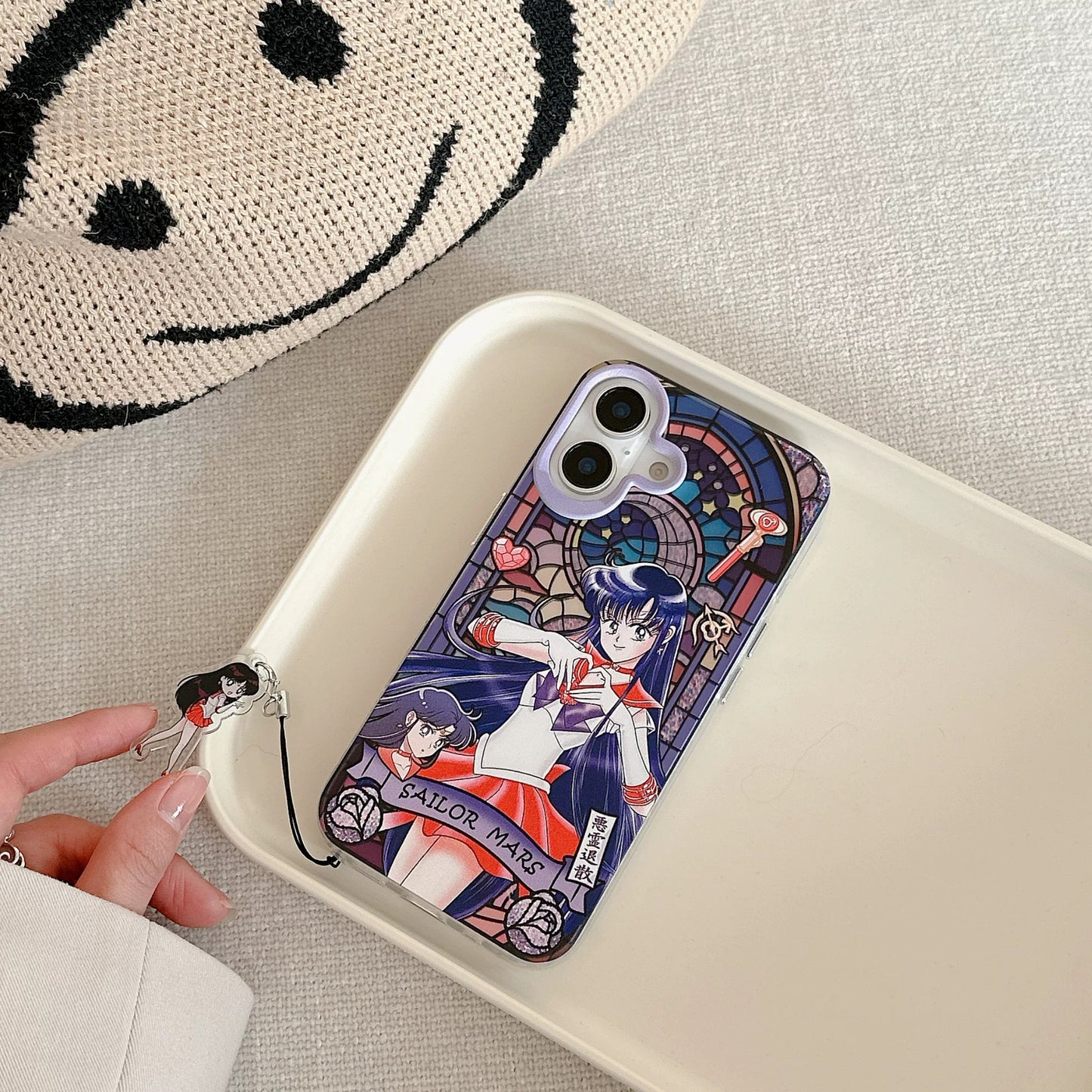 Japanese Cartoon Sailor Moon Phone Case with Strap Comic Version | Laser Glass Window Sailor Moon Mercury Mars Jupiter Venus - Phone Case Samsung Galaxy S26 S25 S24 S23 S22 S21 FE Ultra Edge