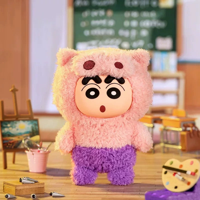 Japanese Cartoon Crayon Shin-chan Cosplay Soft Plush Series | Dinosaur Buriburi Boochan Shiro- Vinyl Face Plush Doll Figure Keychain Collectable Toys Mystery Blind Box - KawaiiGiftLand