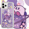 Japanese Cartoon Pink Monster Starkabi on Planet Purple Glitter QuickSand iPhone Case 6 7 8 PLUS SE2 XS XR X 11 12 13 14 15 16 Pro Promax 12mini 13mini